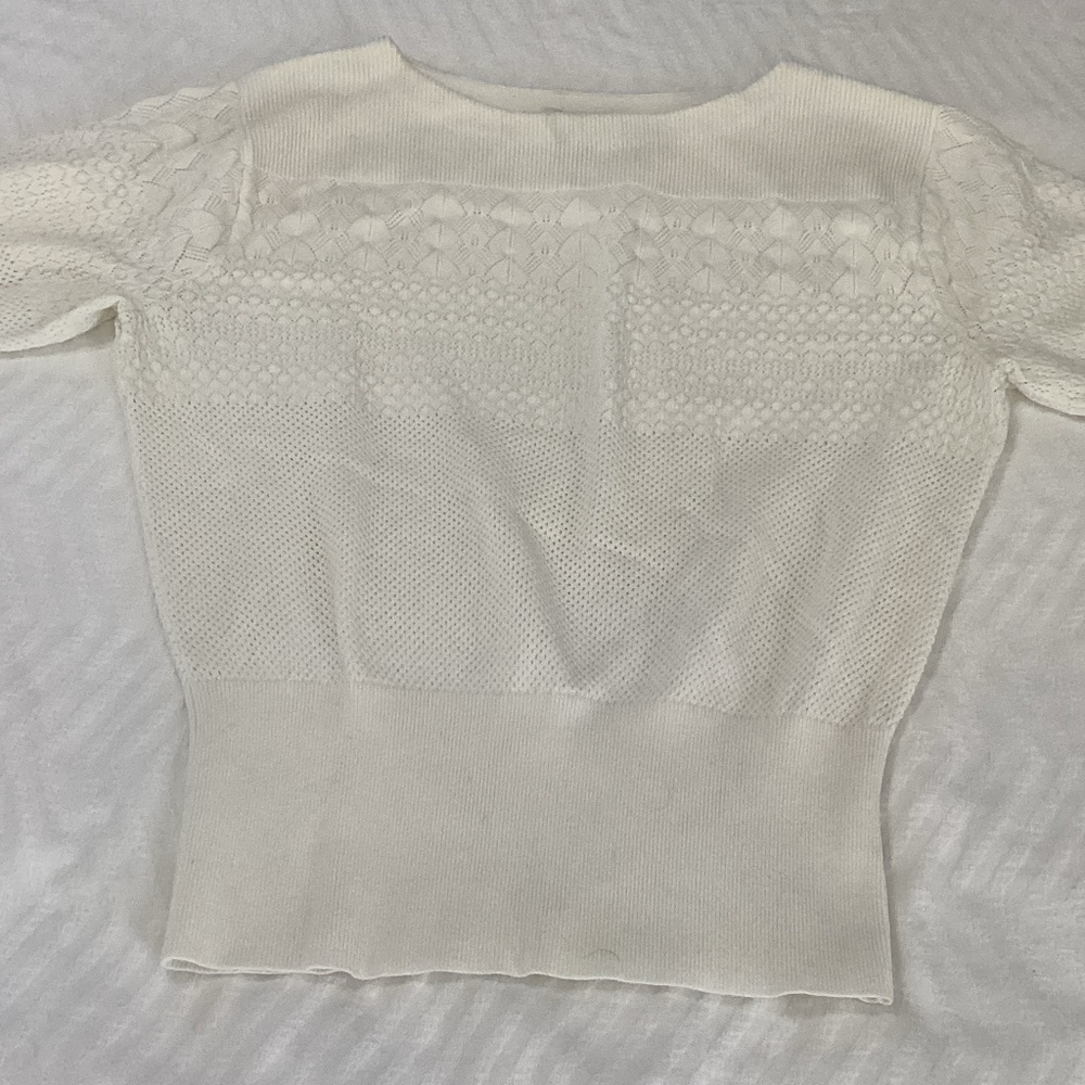 Club Monaco Cream Textured Knit Blouse